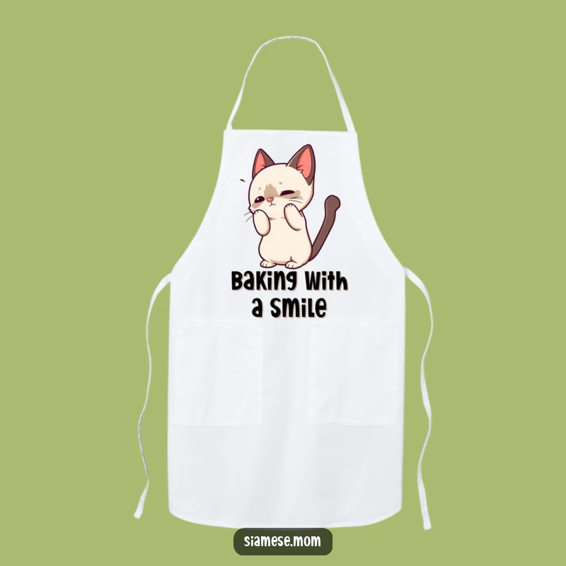 Funny Kawaii Siamese Cat Apron - Cute Greeting Kitchen Accessory