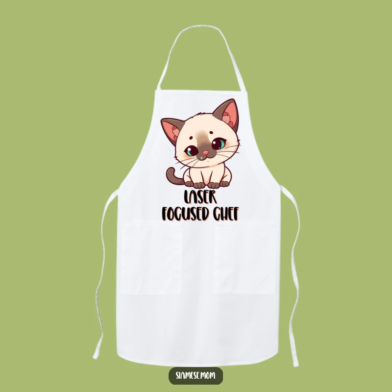 Funny Kawaii Siamese Cat Apron: Kitchen Laser Chase, Chef's Funny Gift!