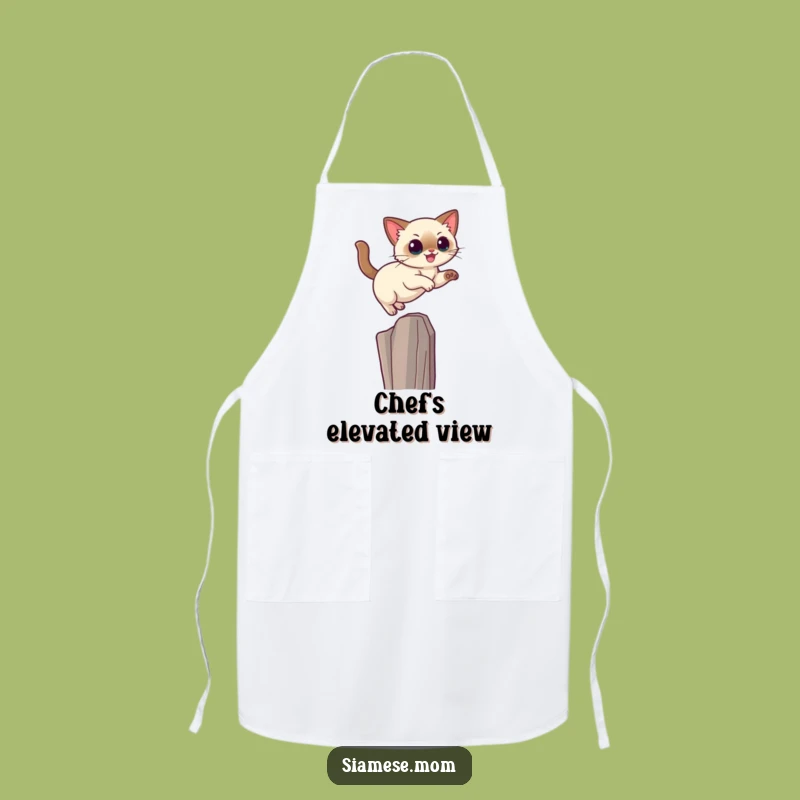Funny Kawaii Siamese Cat Apron: Master Chef's Ascent in Kitchen - Gift