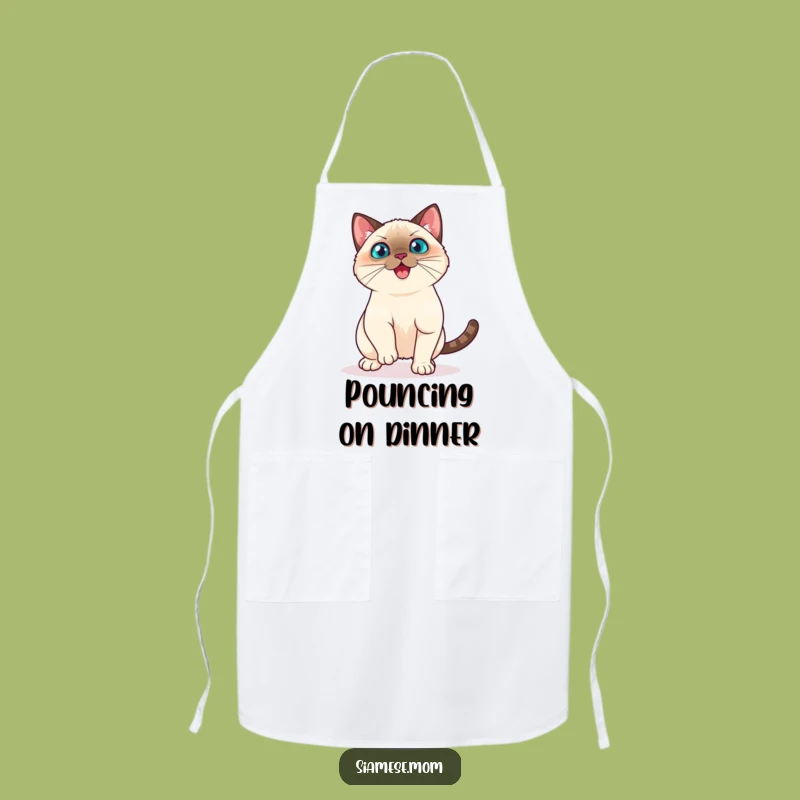 Funny Kawaii Siamese Cat Apron - Playful Pounce Kitchen Wear for Active Cooks