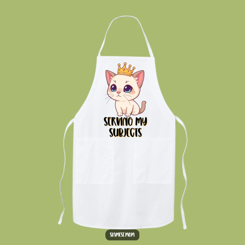 Funny Regal Siamese Cat Apron with Crown - Royal Chef's Hilarious Kitchen Wear!