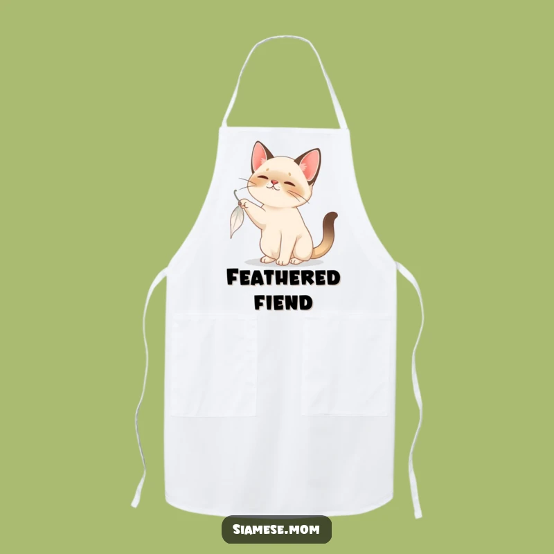 Funny Siamese Cat Feather Apron - Whimsical Kitchen Fun