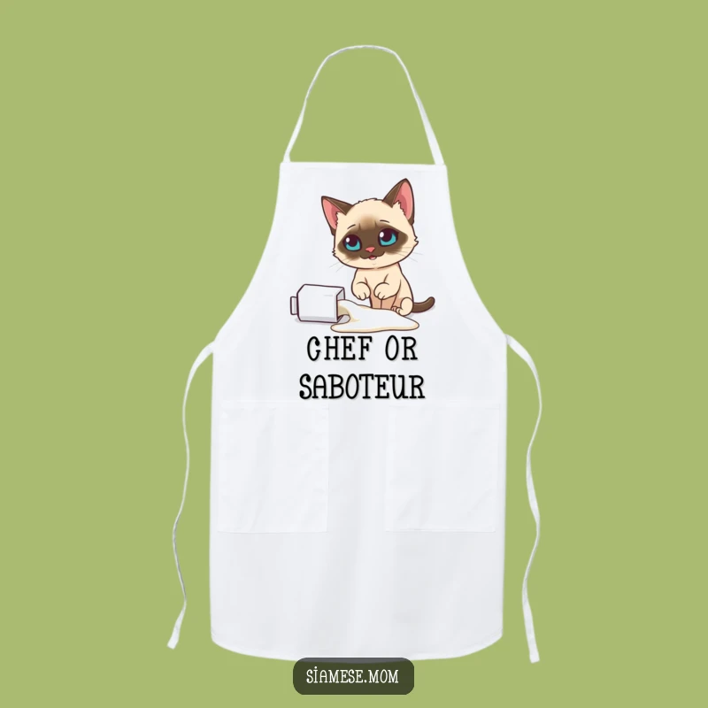 Funny Smug Siamese Cat Apron: Spilled Milk Kitchen Humor - Chef Gift