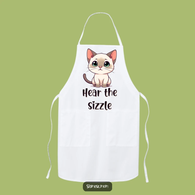 Funny Siamese Cat Listening Apron - Alert Chef Feline Gift