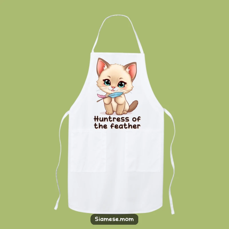 Funny Siamese Kitten Apron - Kawaii Kitchen Mischief & Feather Fun, Gift!
