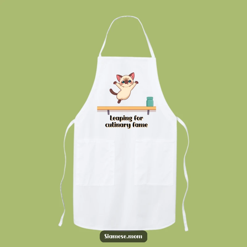 Funny Kawaii Siamese Cat Apron: Graceful Leap Kitchen Fun, Great Funny Gift