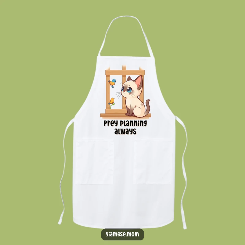Funny Siamese Cat Apron: Bird Watching Sass, Great Funny Gift