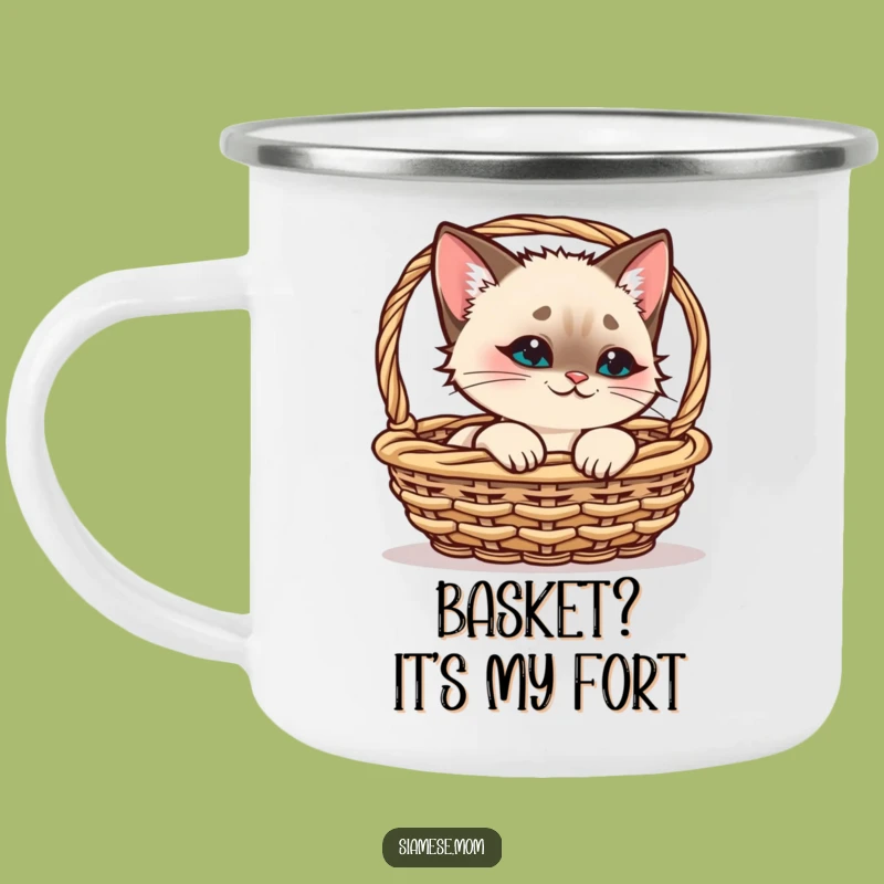 Funny Outdoor Siamese Cat Camping Mug - Kawaii Peeking Cat - Adventure Ready Funny Gift