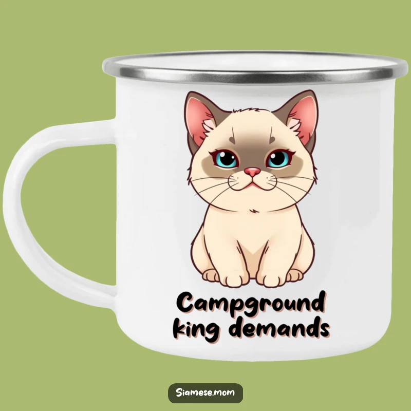 Funny Regal Siamese Cat Camping Mug: Pampered Adventures, Ideal Funny Gift