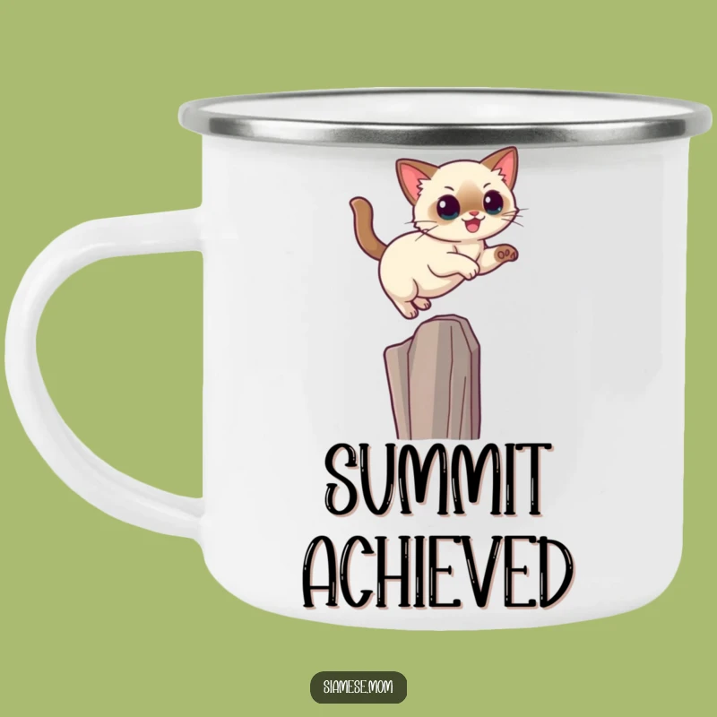 Funny Kawaii Siamese Cat Camping Mug: Adventure Perch Jumper - Gift