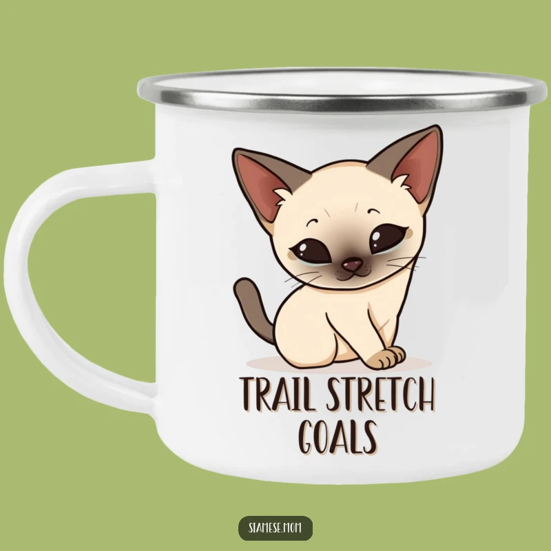 Funny Kawaii Siamese Cat Camping Mug: Campfire Stretch, Quirky Funny Gift!