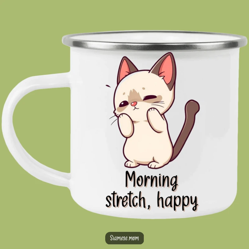 Funny Kawaii Siamese Cat Camping Mug - Cute Greeting Outdoor Companion