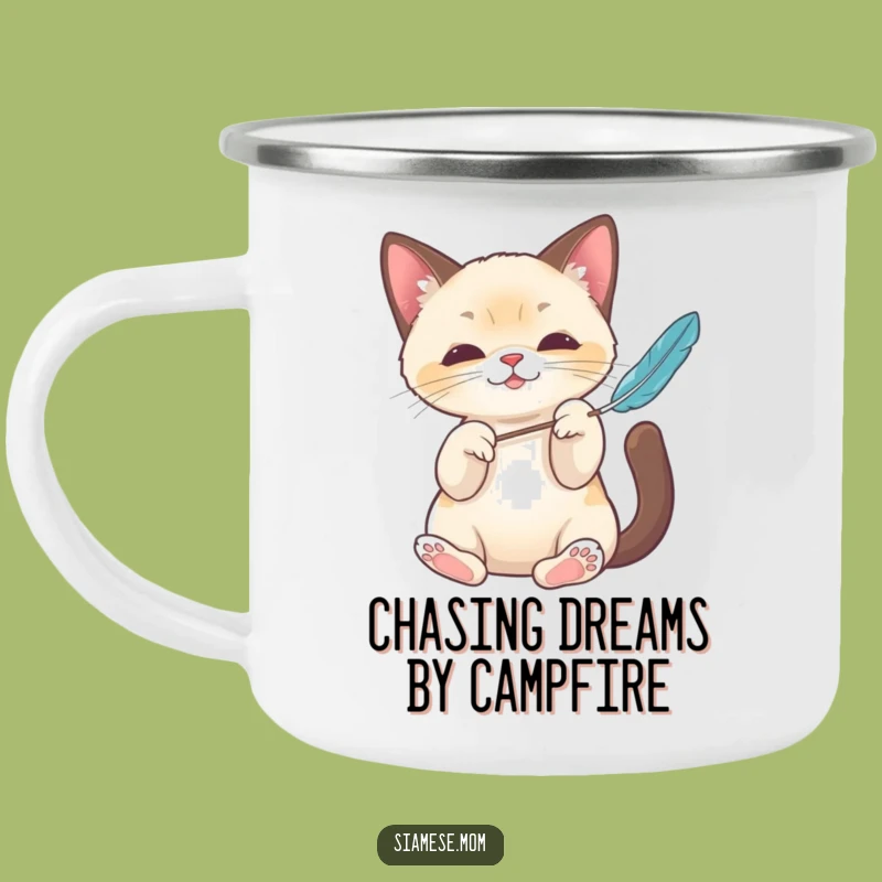 Funny Kawaii Siamese Cat Camping Mug: Playful Paws Adventure, Outdoor Gift