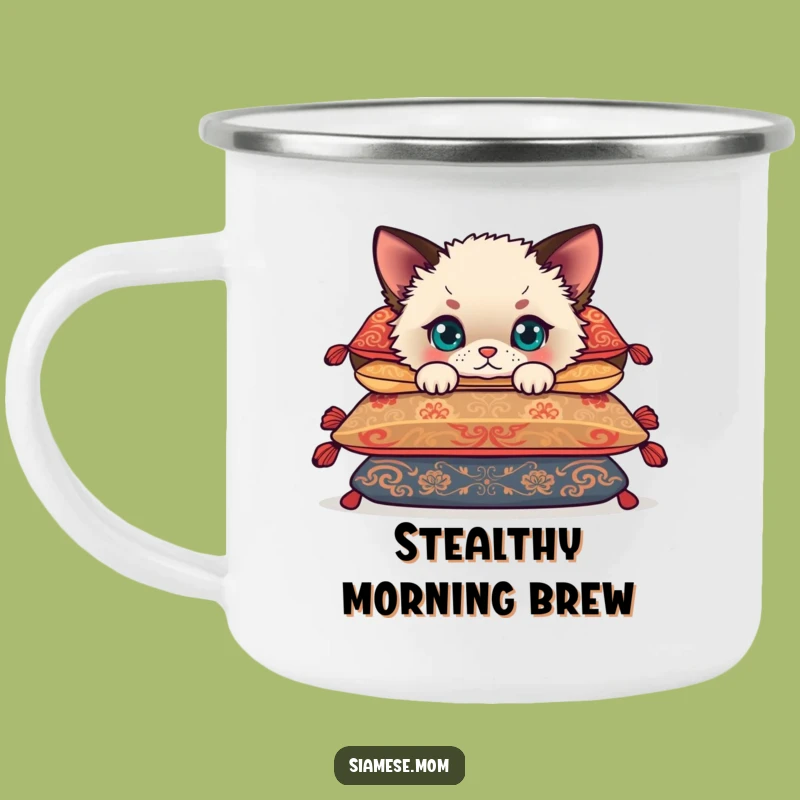 Funny Siamese Cub Camping Mug: Adorable Kitten Outdoor Adventure Gift