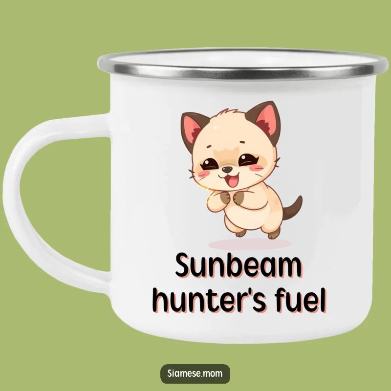Funny Siamese Cub Camping Mug: Giggling Kitten Outdoor Fun