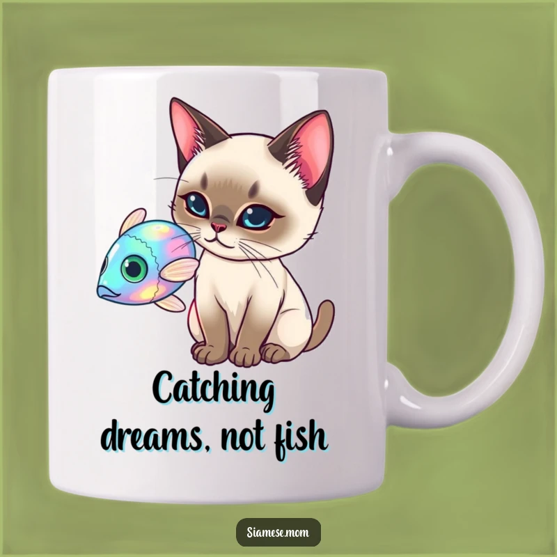 Funny Siamese Cat Holographic Fish Mug - Elegant Playful Cat Gift for Tech Lovers