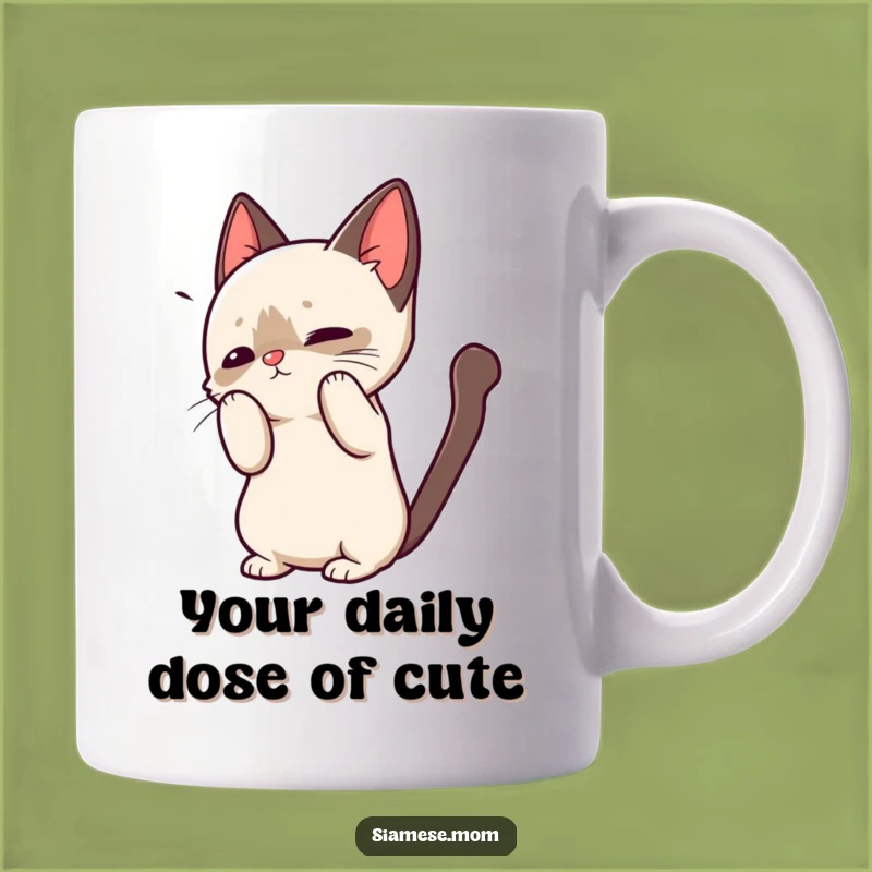 Funny Kawaii Siamese Cat Mug - Playful Greeting & Cute Gift