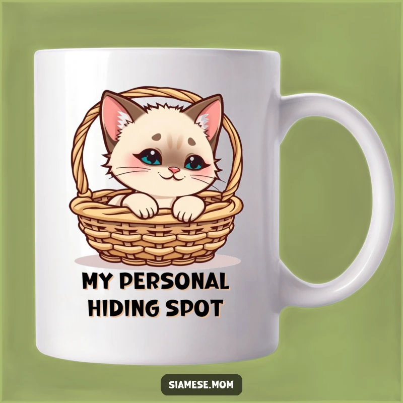 Funny Kawaii Siamese Cat Peeking Mug - Adorable Playful Cat Gift for Cat Lovers
