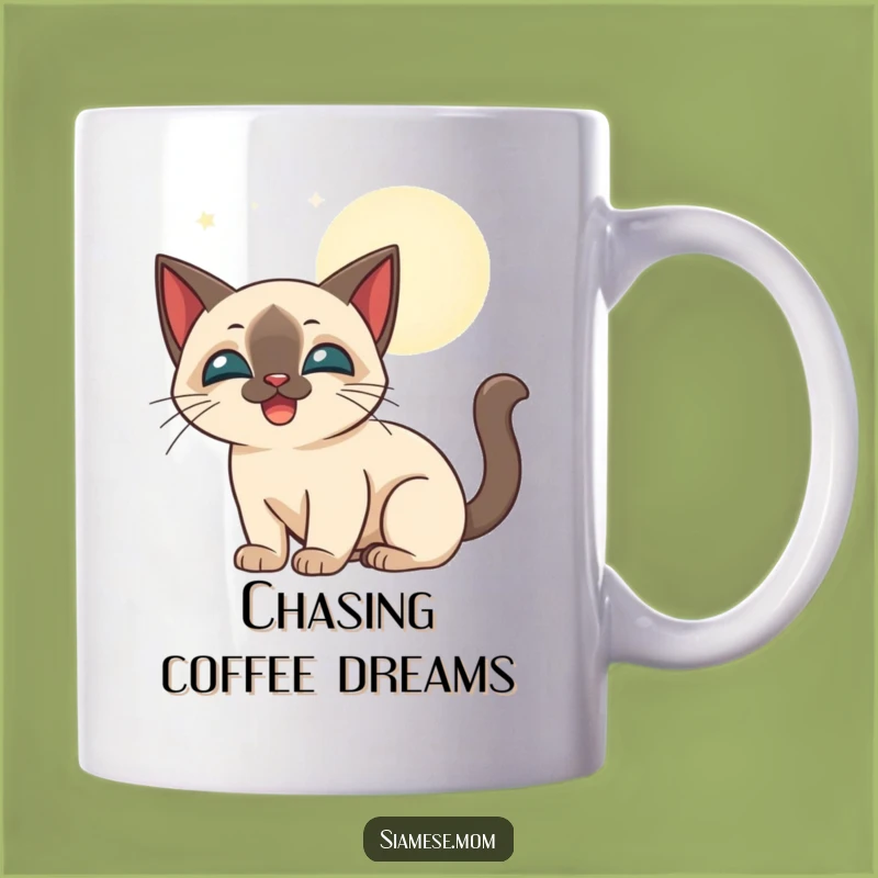 Funny Siamese Cat Moonbeam Mug: Playful Night & Happy Cat Gift