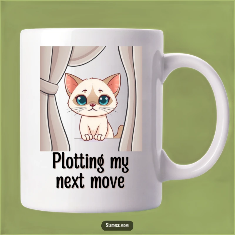 Funny Siamese Cat Smirk Mug: Peek-a-Boo Humor for Your Coffee Cup