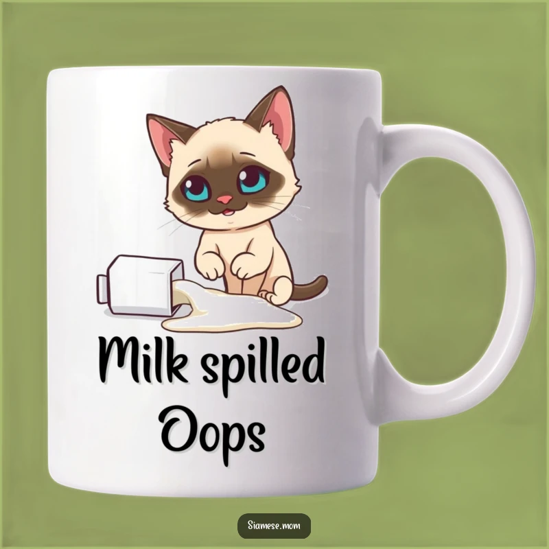 Funny Smug Siamese Cat Mug: Spilled Milk Blame - Pet Owner Gift