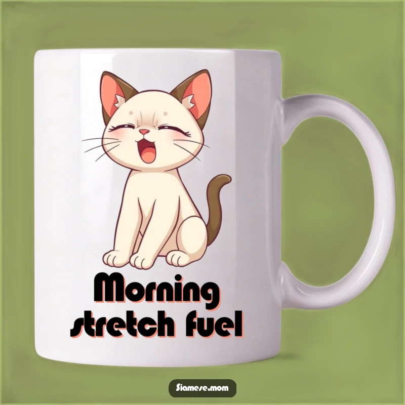 Funny Siamese Cat Stretch Mug: Cute and Sleepy Morning Companion