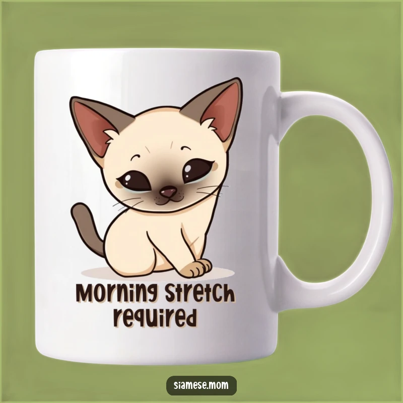 Funny Kawaii Siamese Cat Mug: Elegant Stretch Pose, Perfect Funny Gift!