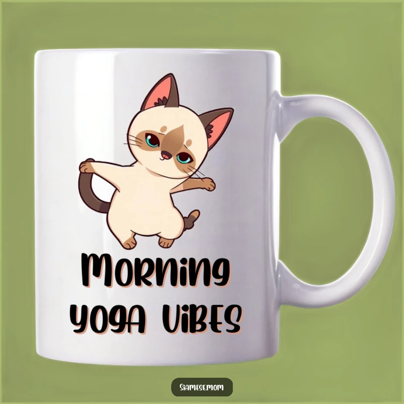Funny Siamese Cat Stretch Mug: Elegant Humor for Your Morning Coffee Ritual