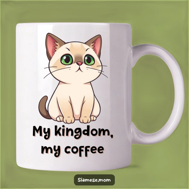 Funny Regal Cat Mug: Kawaii Siamese Ruler for Majestic Gift