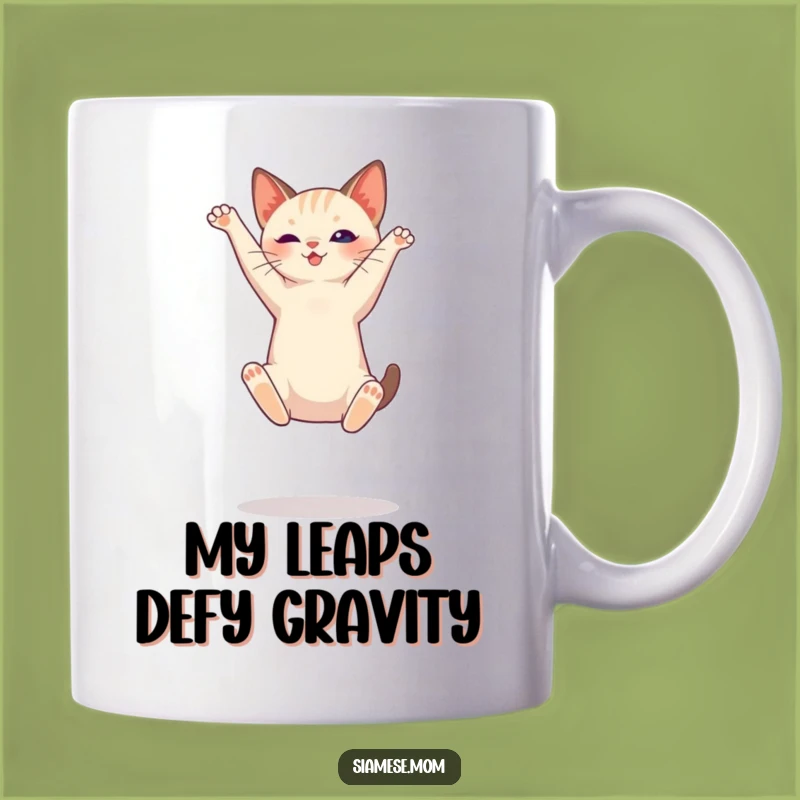 Graceful Siamese Cat Jumping Mug - Elegant Feline Action Gift
