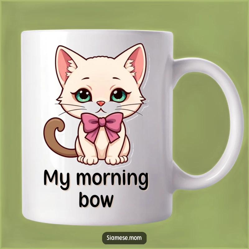 Funny Kawaii Siamese Cat Bow Mug: Elegant & Playful Gift for Cat Lovers