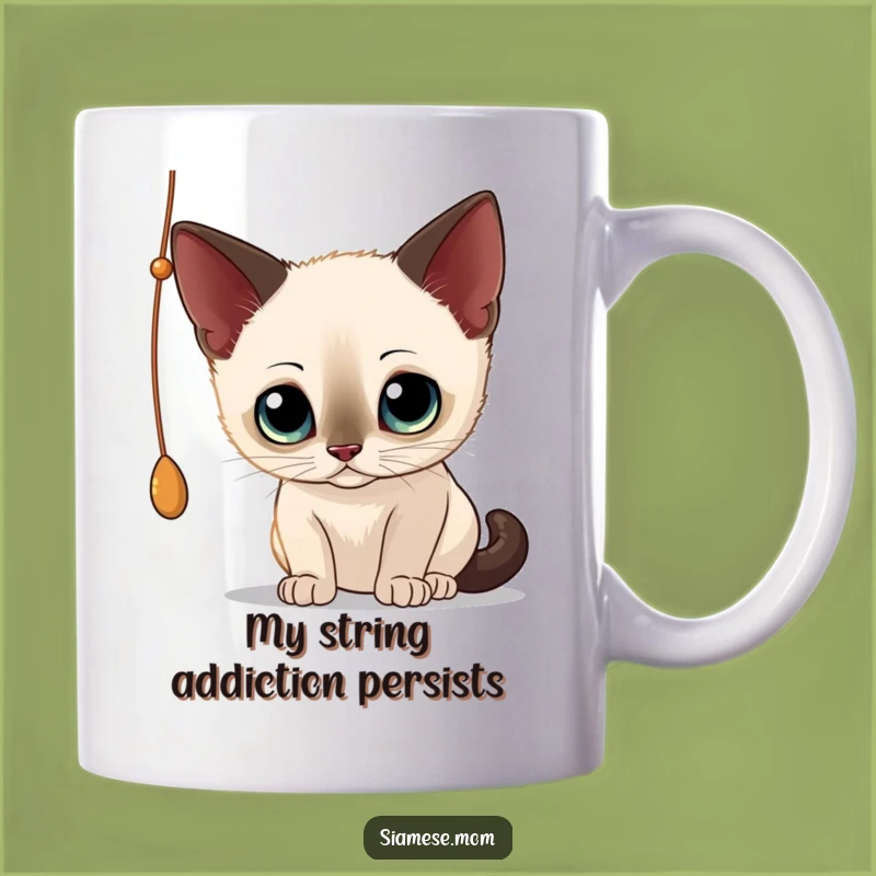 Funny Siamese Cat Mug: Curious Kitty Batting String - Perfect Gift for Cat Lovers!