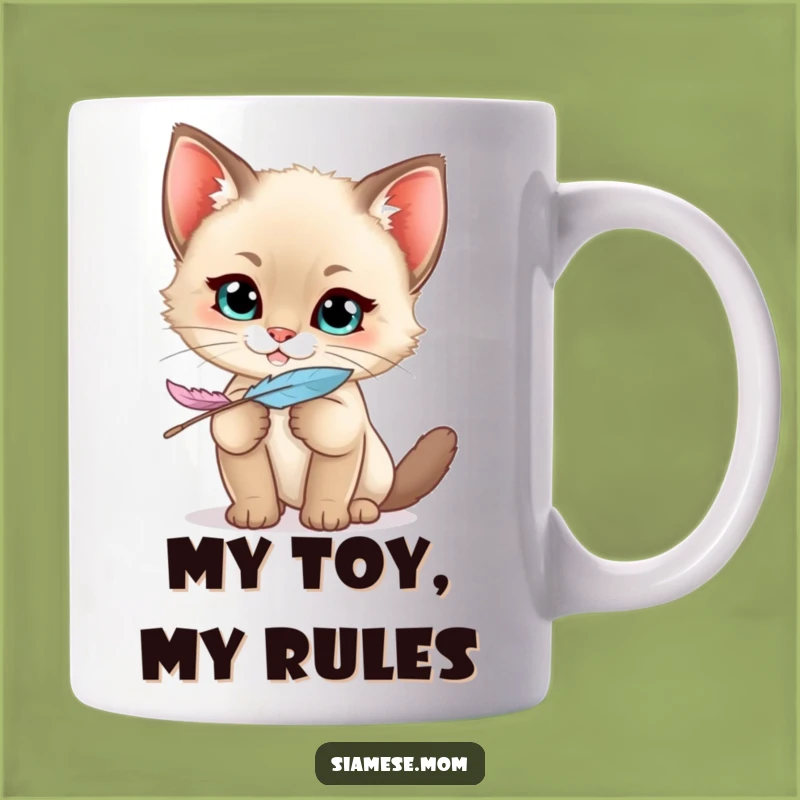 Funny Kawaii Siamese Kitten Mug - Mischievous Feather Fun, Perfect Gift!