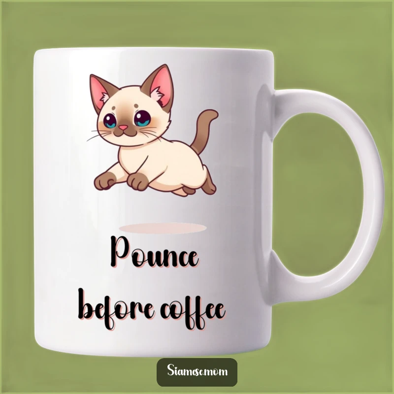 Funny Kawaii Siamese Cat Mug: Graceful Leap, Perfect Gift for Agile Cat Fans