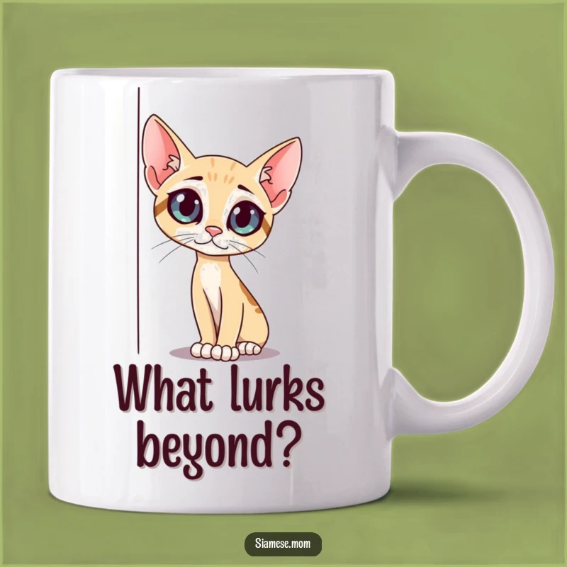 Funny Curious Cat Mug: Peeking Around Corner - Adorable Pet Gift