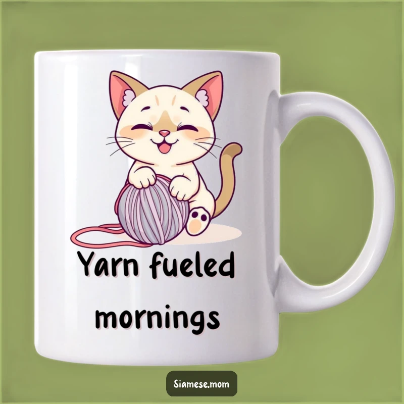 Funny Siamese Cat Yarn Mug: Playful & Cozy - Perfect Gift for Knitters!