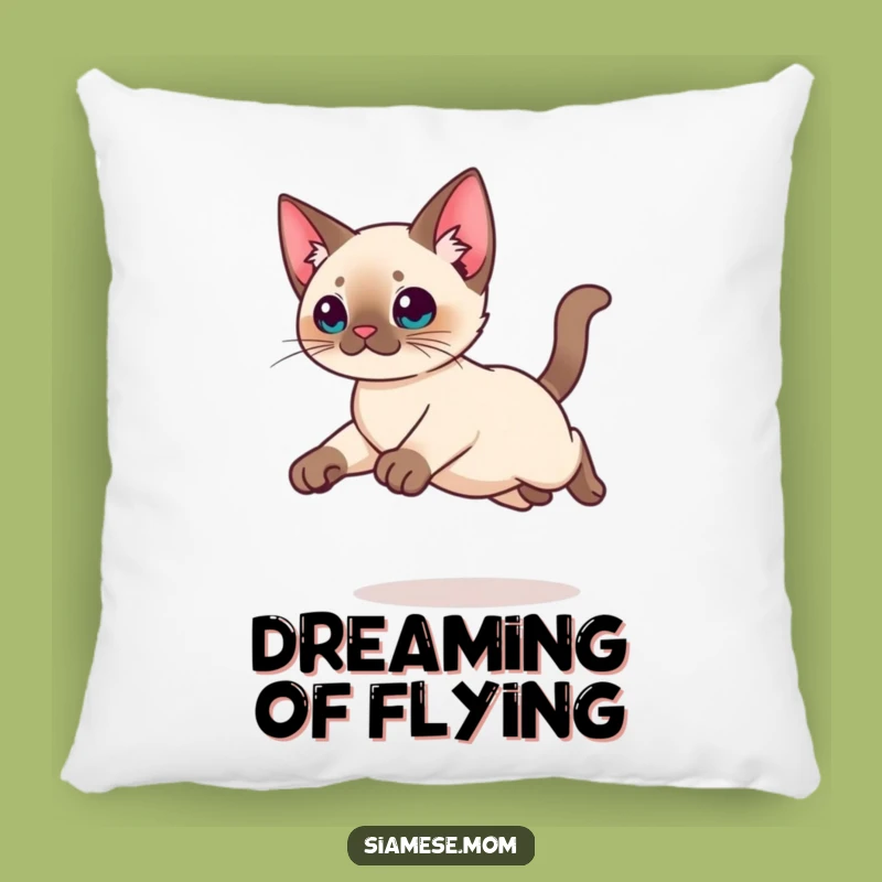 Funny Kawaii Siamese Cat Pillow: Graceful Leap Comfort, Adorable Gift