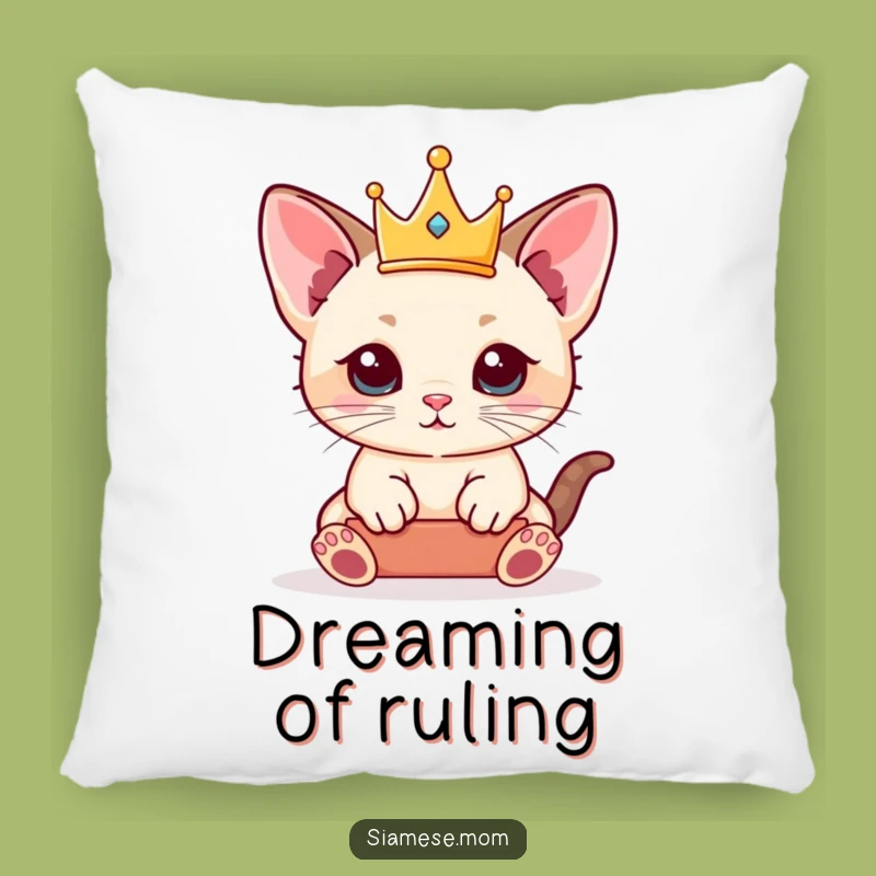 Funny Siamese Kitten Pillow - Royal Crown Comfort, Cozy Gift!