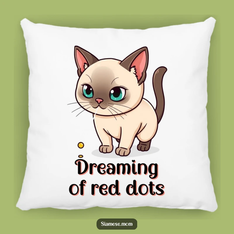 Kawaii Siamese Cat Pillow - Laser Chase Comfort, Funny and Playful Decor