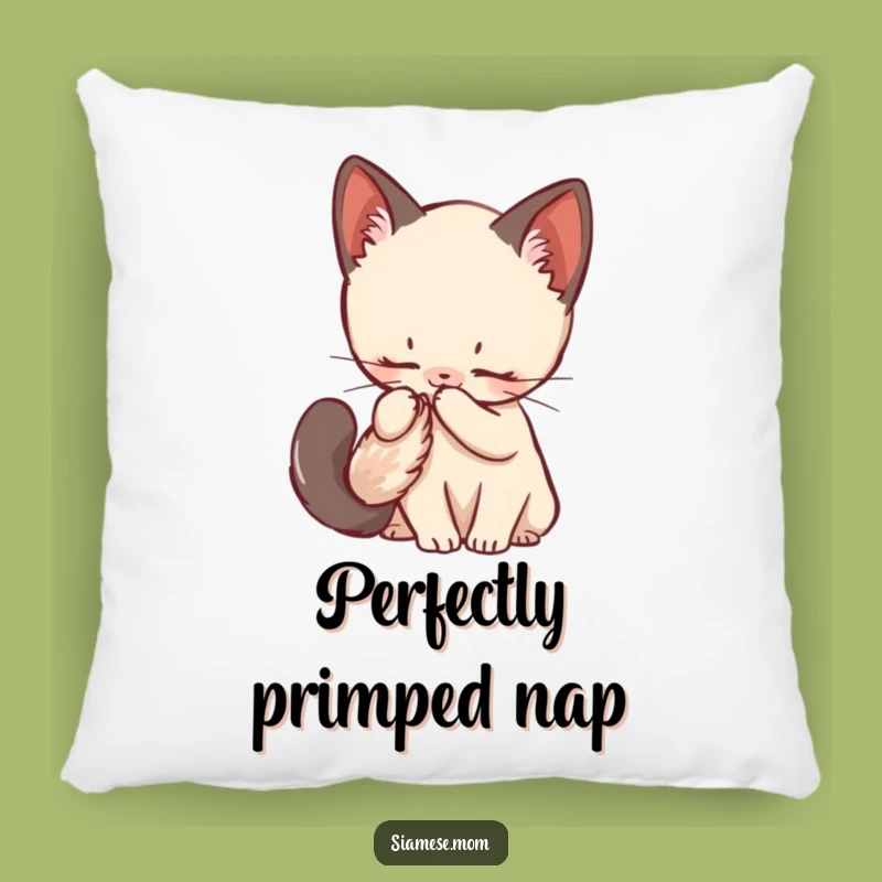 Funny Siamese Kitten Pillow - Fluffy Tail Comfort, Cozy Gift!