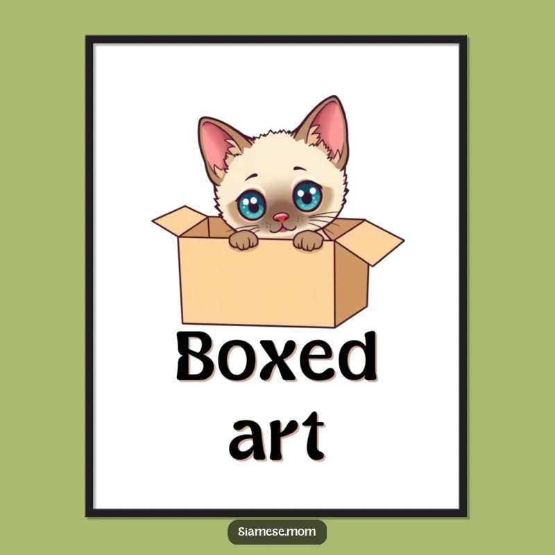 Funny Siamese Cat Digital Art: Charming Box Explorer for Instant Wall Decor