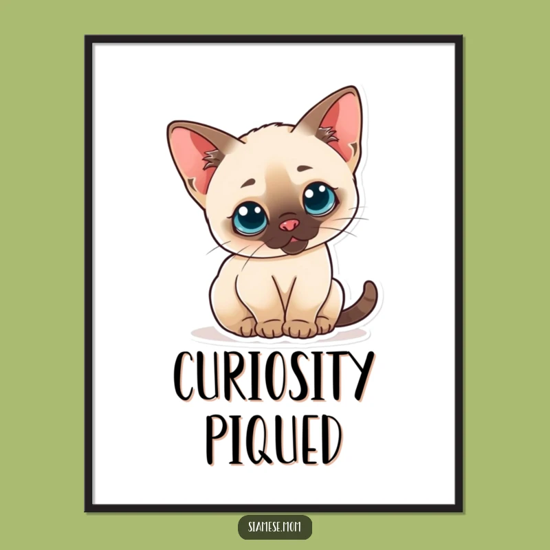 Funny Kawaii Siamese Cat Digital Art - Instant Cuteness for Your Walls