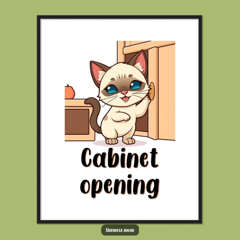 Funny Kawaii Siamese Cat Digital Art - Instant Mischief Decor!