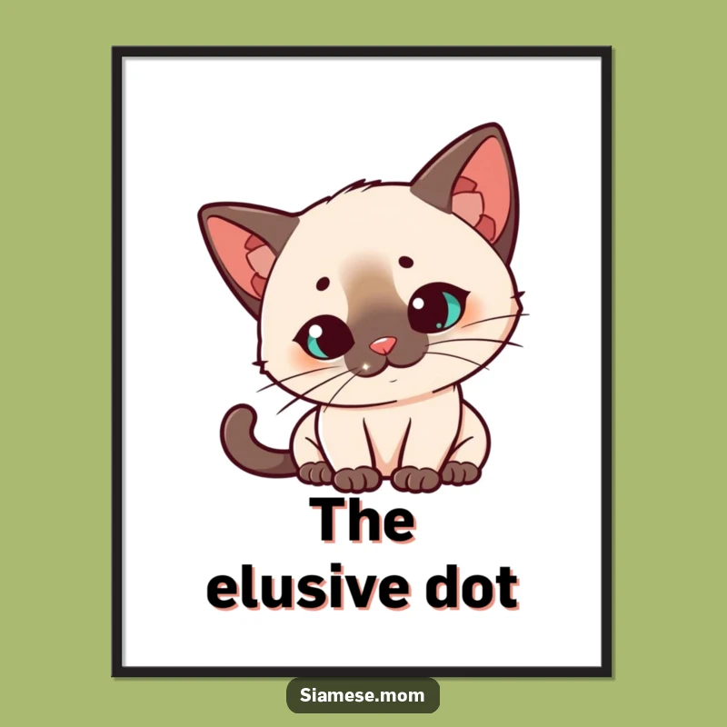Funny Kawaii Siamese Cat Digital Art: Laser Dot Focus Download, Instant Funny Gift!