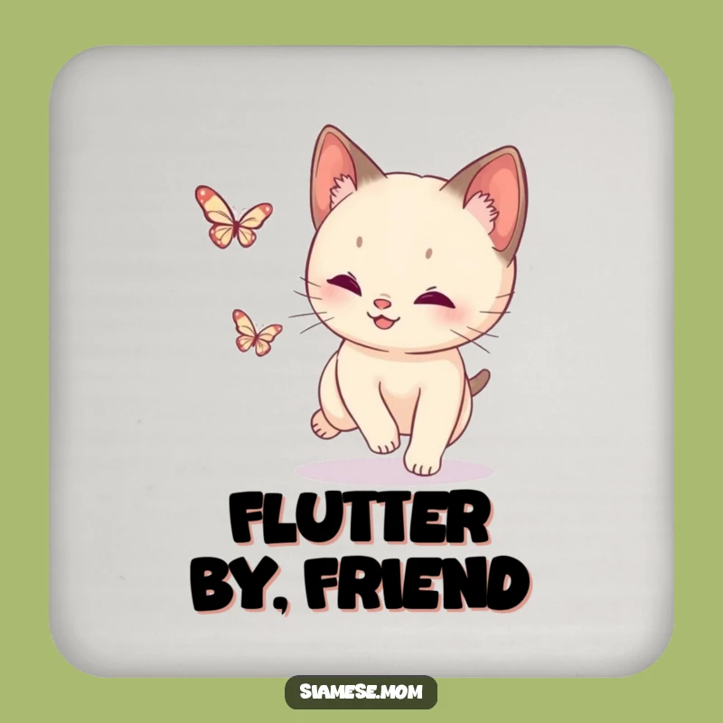 Funny Siamese Cat Butterfly Coasters: Protect Surfaces with Charm - Set of 4!