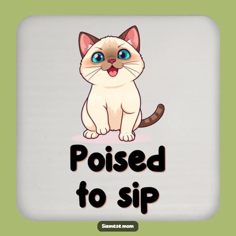 Funny Kawaii Siamese Cat Coaster Set - Playful Pounce for Drink Protection