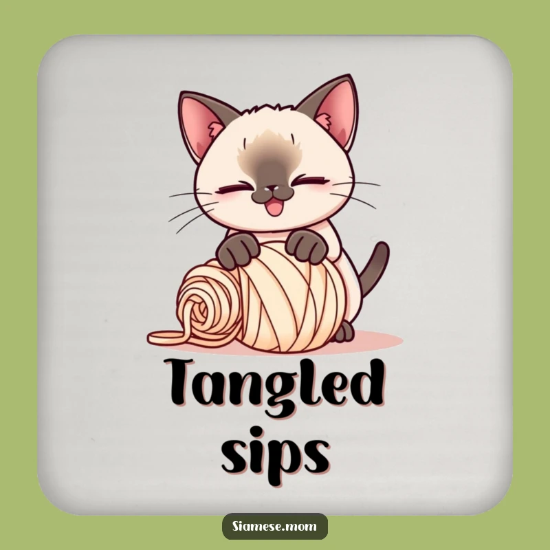 Funny Kawaii Siamese Cat Coasters: Protect Your Surfaces, Yarn Funny Gift!