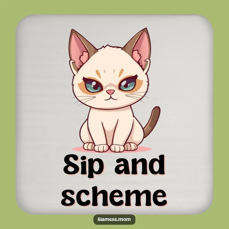 Funny Siamese Cat Mischief Coaster - Playful Feline Protection Gift