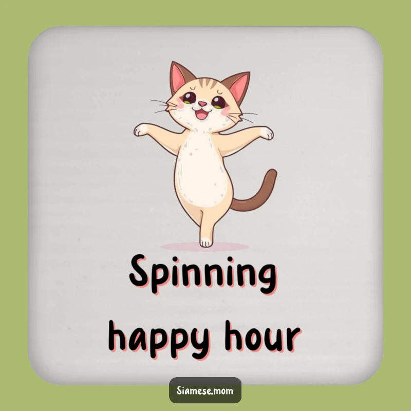 Funny Siamese Cat Pirouette Coaster Set: Protect Surfaces with Ballet Charm