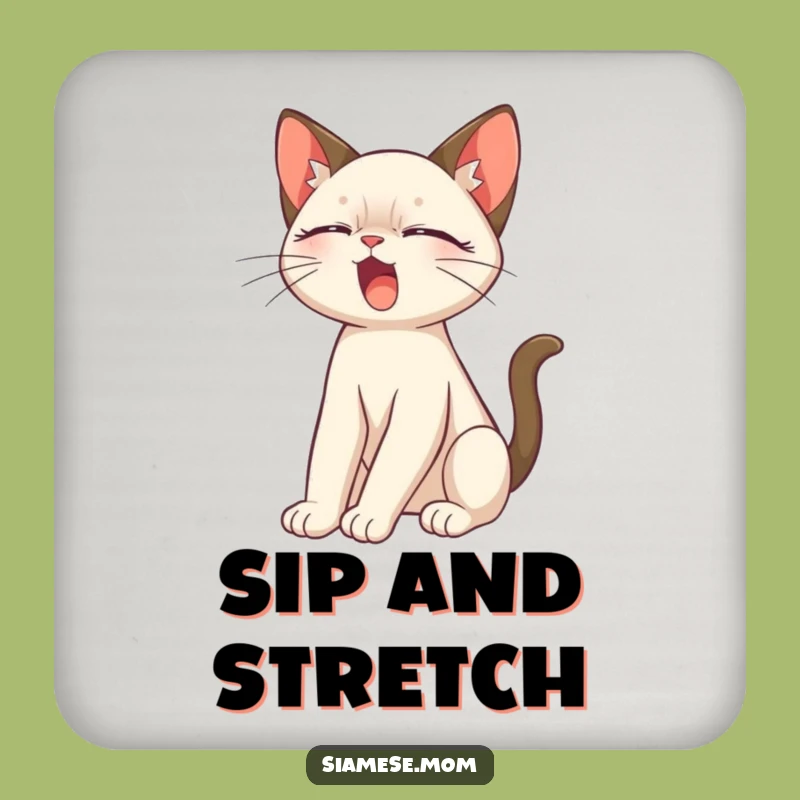 Funny Siamese Cat Stretch Coaster: Protect Surfaces with Charm